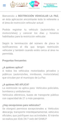 Restricción vehicular La Paz android App screenshot 0